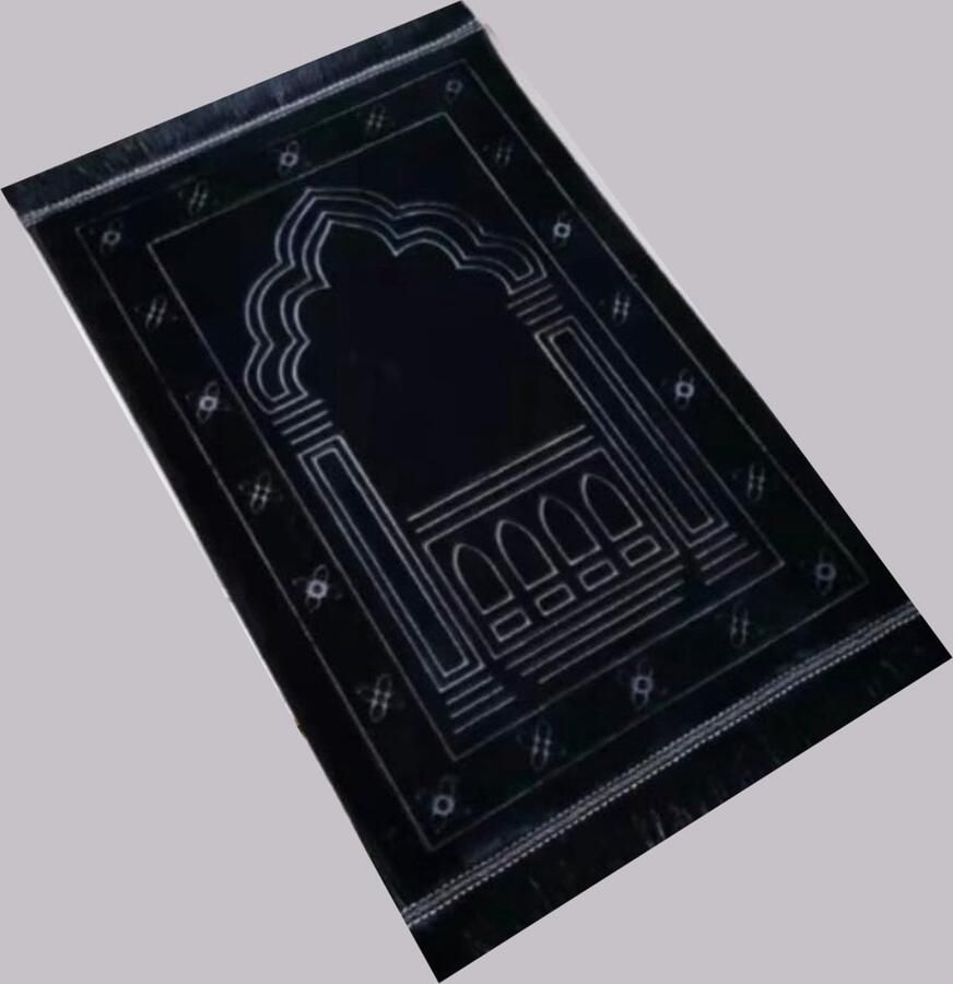 Moslim gebedskleed 1 kg super comfortabel en extra zacht met Tesbih geschenkdoos voor moslims decoratie voor ramadan (zwart)