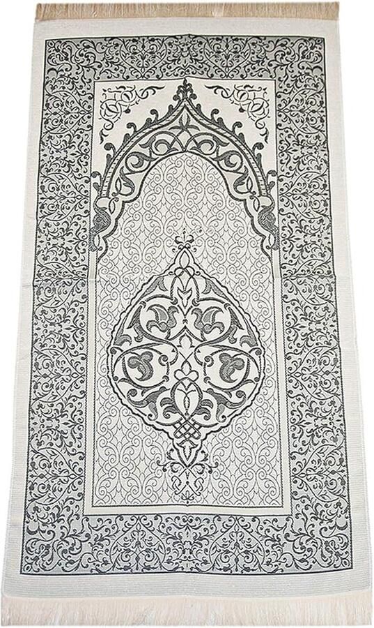 Moslim gebedskleed en gebedskralen met elegante cilindrische geschenkdoos Janamaz Sajjadah islamitisch zacht gebedskleed cadeauset zwart taft gebedskleed