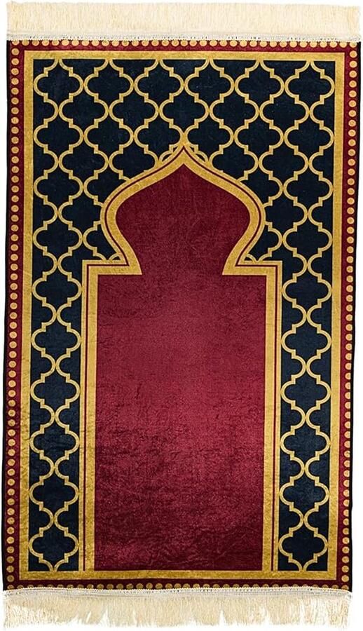 Moslim gebedsmat voor islamitisch gebed dikke en comfortabele moslim gebedsmat voor moslim mannen en vrouwen Rood