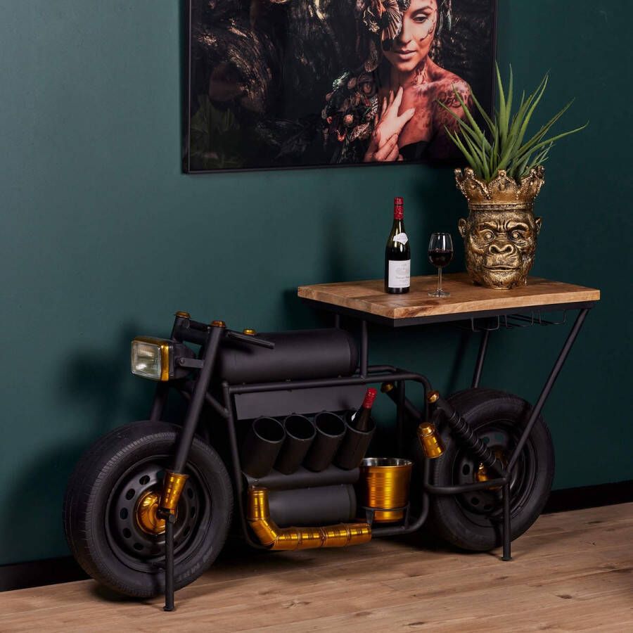 Motor industriële sidetable wijnrek sidetable bartafel