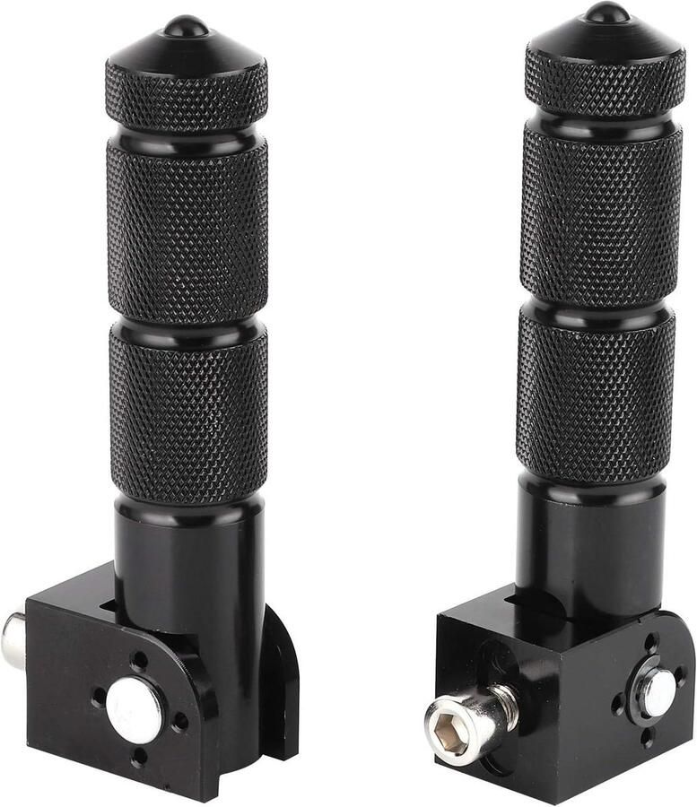 Motorcycle Folding Footrests 2 Pcs Electric Motorcycle Aluminum Pedals Non-Slip 8mm Universal 90 Degree Fixed Folding Passenger Pedal Support Bar (Black)