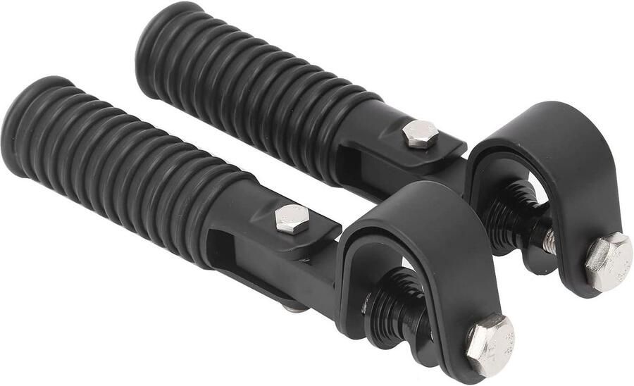 Motorcycle Footrests Set of 2 7-1 2in Footrests Clamp Mount Replacement Pedal Black Fixing Clamp for 25mm 1 Inch Highway Motor Crash
