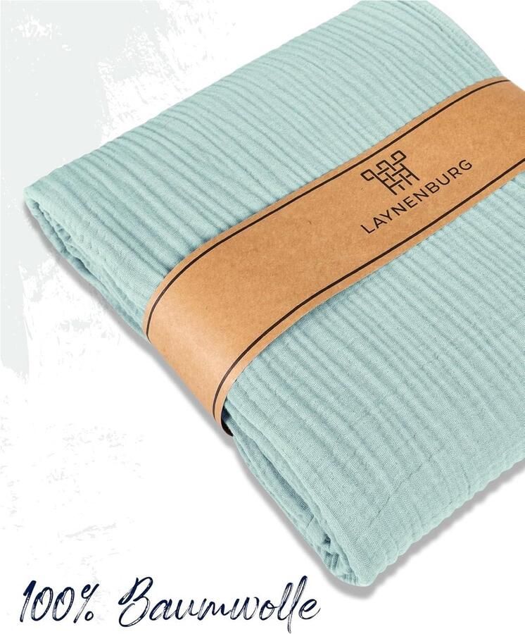 Mousseline sprei 220 x 240 cm XXL 100% katoen extra zachte katoenen deken als knusse deken bed throw sofa throw bank throw warme bank deken (mintgroen)