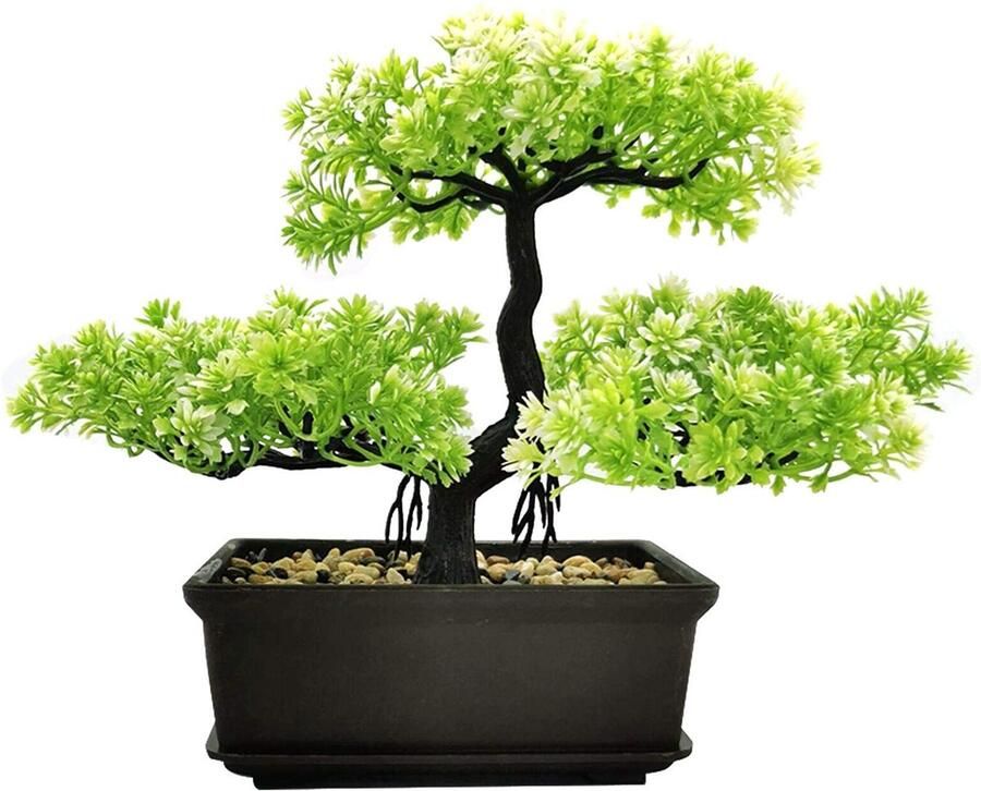 MOVKZACV Kunstmatige bonsaiboomdecoratie voor entree slaapkamer esthetiek en boerderij badkamer boekenplank kamer bureau decoratie 28 x 21 8 cm rood