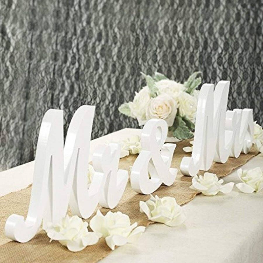 MR & MRS letters versieren bruiloft decoraties bruiloft decoratie tafel burgerlijke stand geschenken decoratie wit