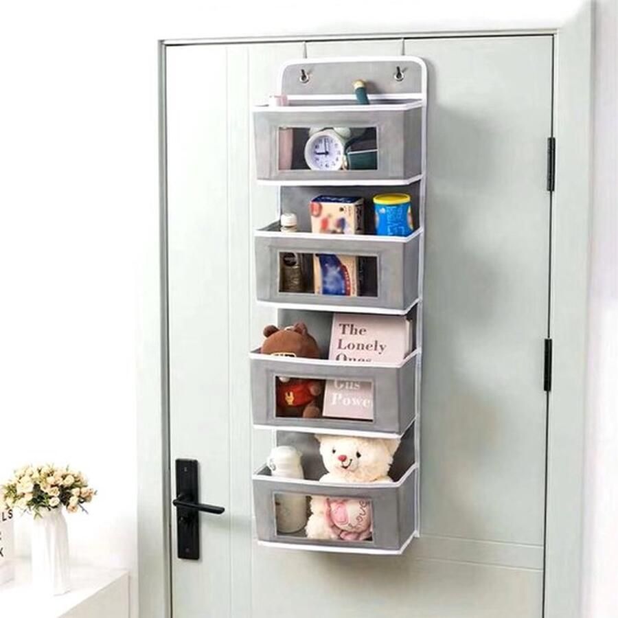 Mrs. Jones Deurrek Hangrek Hangende Opberger Hangende Organizer 4 compartimenten Opvouwbaar Slaapkamer Kueken Badkamer Kast 31x12x100