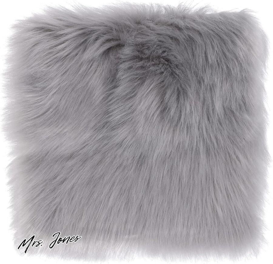 Mrs. Jones Faux Fur Area Tapijten Stoel Pad 12 inch Kleine Vierkante Cover Fuzzy Mat Zachte Fluffy Bank Voor Woonkamer Slaapkamer Sofa Fotograferen Achtergrond Decor (Grijs)