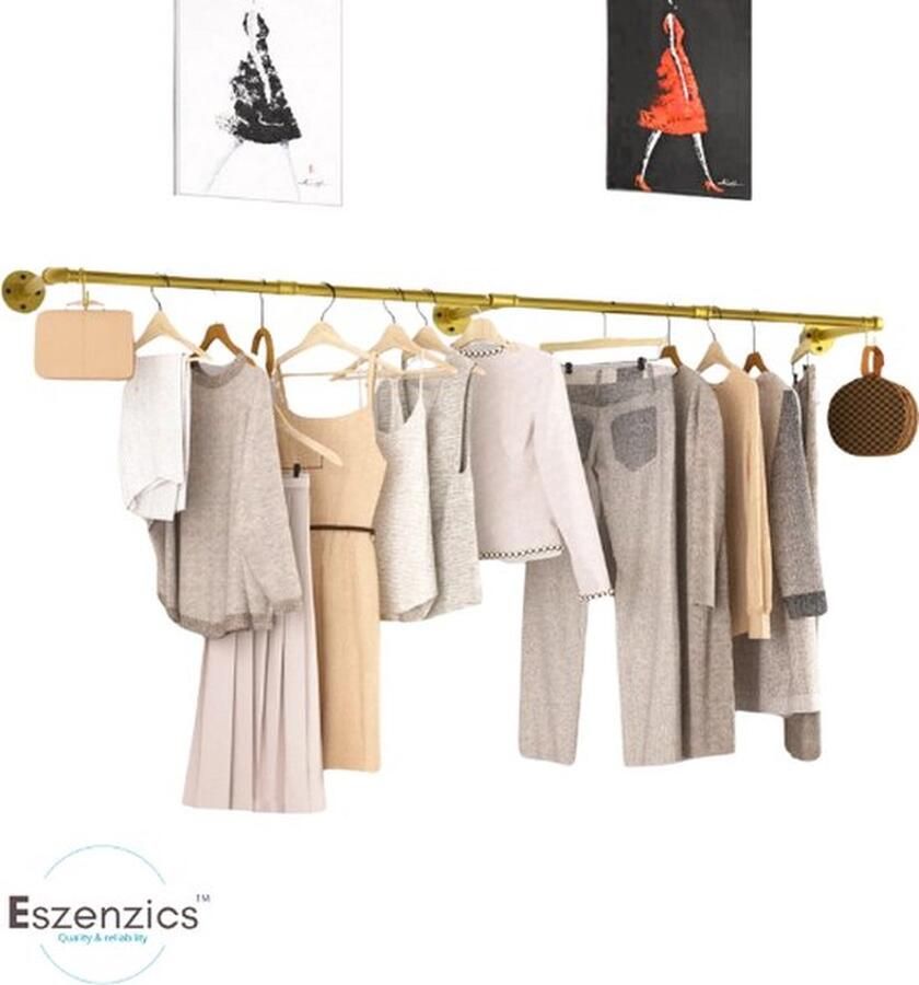 Mrs. Jones™ Industriële kledingroede Moderne garderobe stang Steigerbuis design kapstok Koperkleur Instelbaar van 90-180cm