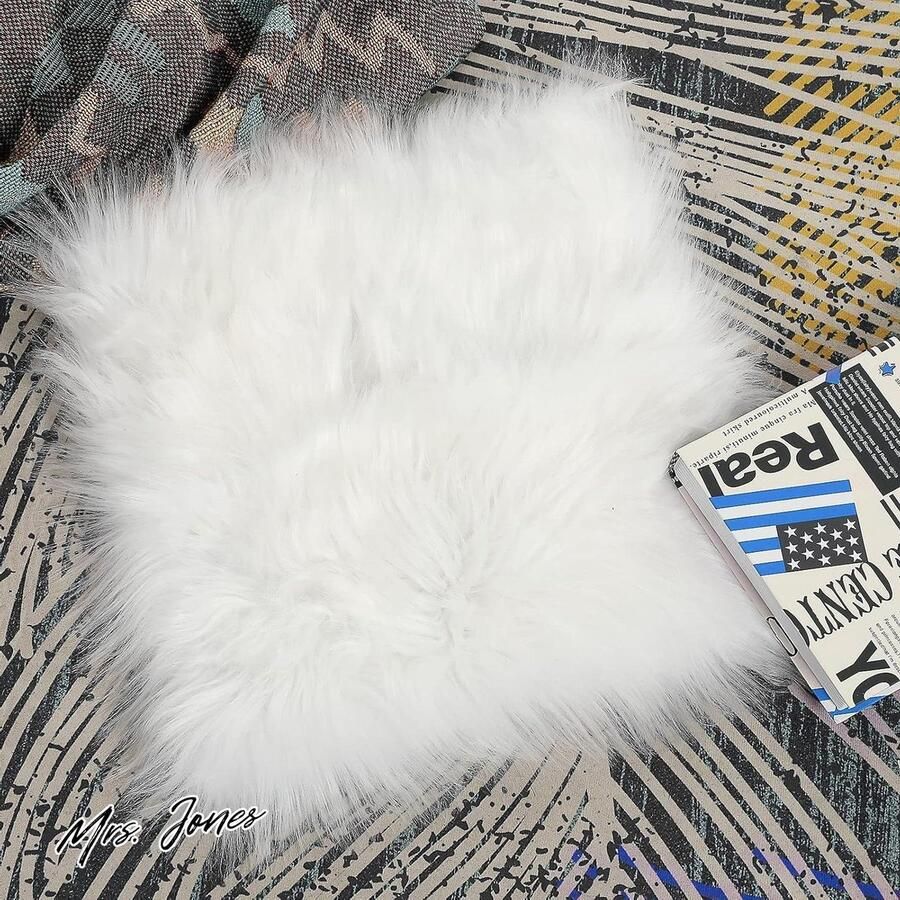 Mrs. Jones Kleine tapijten 25cm pluizig imitatiebont stoelkussen bekleding pluizig kussen fotografie rekwisieten achtergrond nagelmat tapijt voor kerstfeest decoratief thuis woonkamer bank