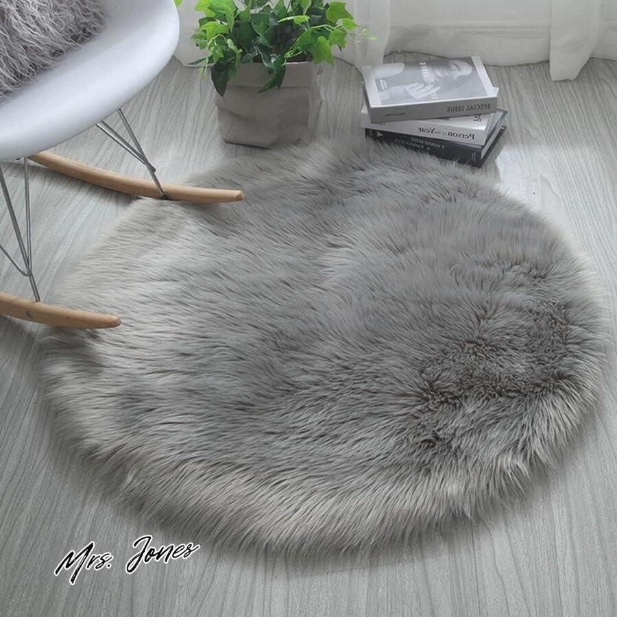 Mrs. Jones Ronde Tapijt Faux Schapenvacht Zacht Pluizig Bont Nachtkastje Rug Sofa Rug Woonkamer Tapijt