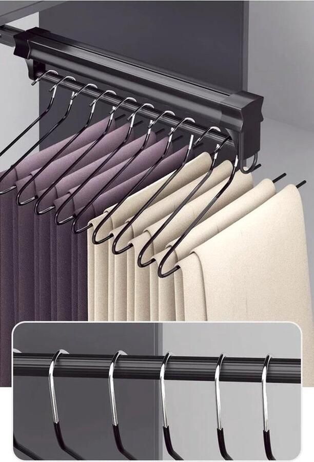 Mrs. Jones Uitschuifbare Kledingroede Kledingstang Uitschuifbaar 40 centimeter Heavy Duty kwaliteit Zwart 10 Kledingstukken