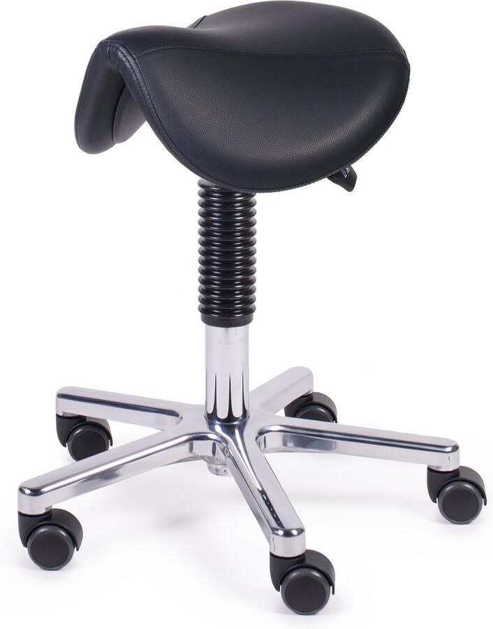 MTM STOELEN Zadelkruk ATLA 160-A smal zadel zwart kunstleer zithoogte 47 62 cm aluminium kruisvoet voor alle flexibele werkplekken