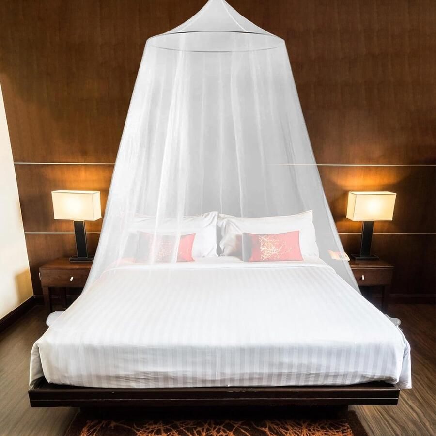 Muggennet voor tweepersoonsbed 0 6 m x 2 5 m x 12 m voor tweepersoonsbed fijnmazig hemelbed gordijnen draagbaar groot muggennet voor reizen thuis binnen en buiten wit