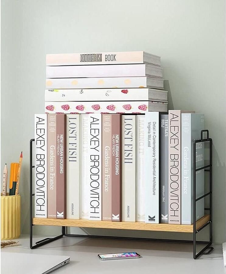 Multi-Function Wooden Desk Shelves Organizer: Adjustable Stackable Freestanding Display Storage Rack