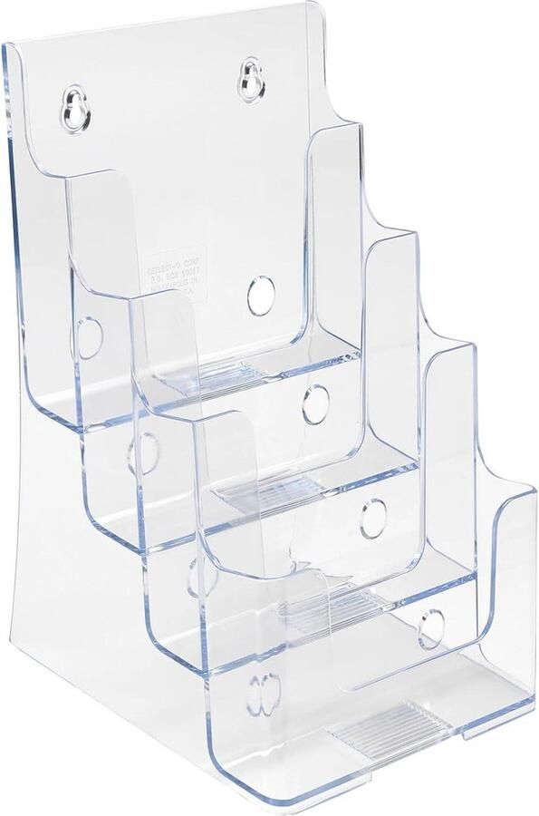 Multi-level brochurehouder DIN A5 staand formaat 175 x 255 x 165 mm 4 niveaus afgeschuind glashelder tafel of wand reclamestandaard flyer presentatiestandaard kaartenstandaard