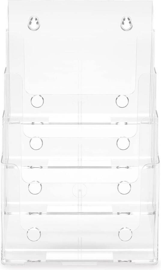 Multi-tier brochurehouder DIN A4 staand formaat 4 niveaus afgeschuind glashelder voor tafel of wand reclamestandaard flyer presentatiestandaard