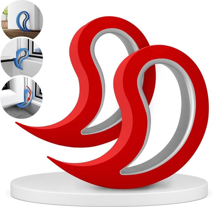 Multifunctional Door and Window Stop Convenient Door Hook and Window Clamp (Red 2 Pack)