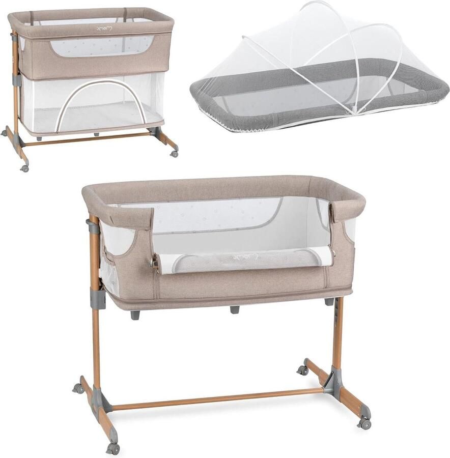 Multifunctioneel 4-in-1 kinderbed en box met matras en verstelbare hoogte geschikt voor kinderen tot 15 kg Kinderbed