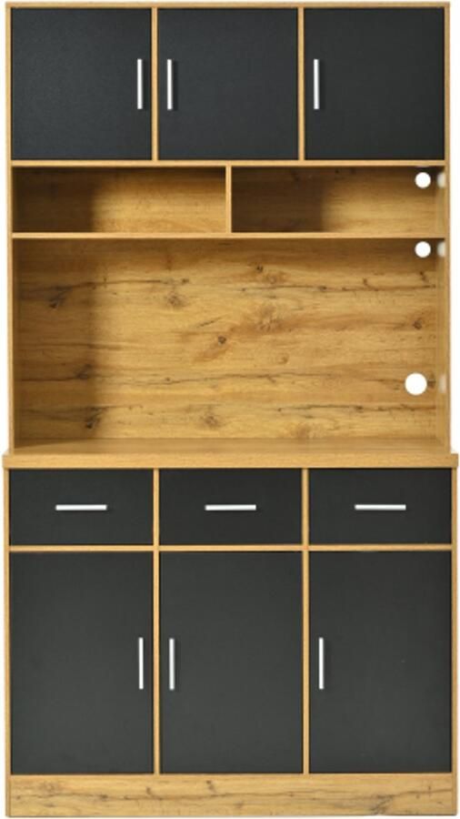 Zonder merk Gotagee multifunctioneel Buffetkast 100x40x180cm met LED-verlichting met afstandsbediening laden verstelbare planken kabeldoorvoergaten en stopcontacten voor keukens en eetkamers - Foto 2