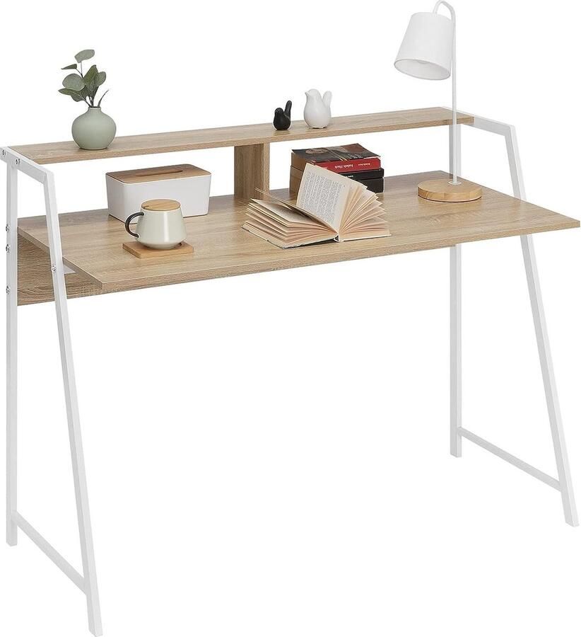 Rootz Living Rootz multifunctioneel bureau thuiskantoor computertafel ruimtebesparend ergonomisch duurzaam licht eiken + wit 115 cm x 90 cm x 56 cm