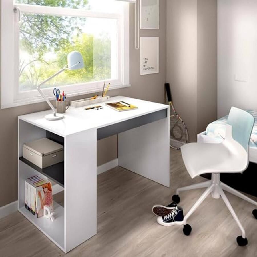 Multifunctioneel Bureau voor Kantoor of Kinderkamer 115 x 50 x 74 cm Wit en Antraciet
