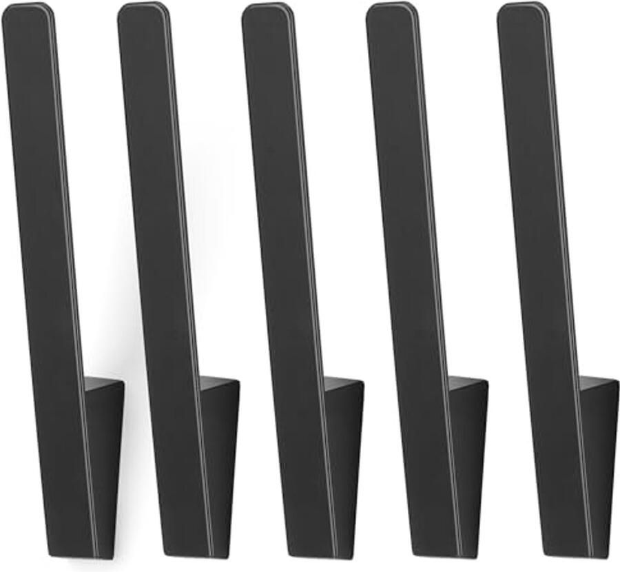 Multifunctioneel Hoedenrek voor Wandbevestiging Sterke Hoedhaken voor Petten Kleding en Handdoeken Set van 5 Zwarte Haken
