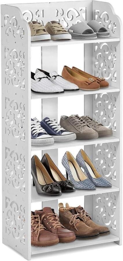 Multifunctioneel hoekrek met 5 niveaus Ruimtebesparend en praktisch opbergrek met planken 40 x 23 x 90 cm