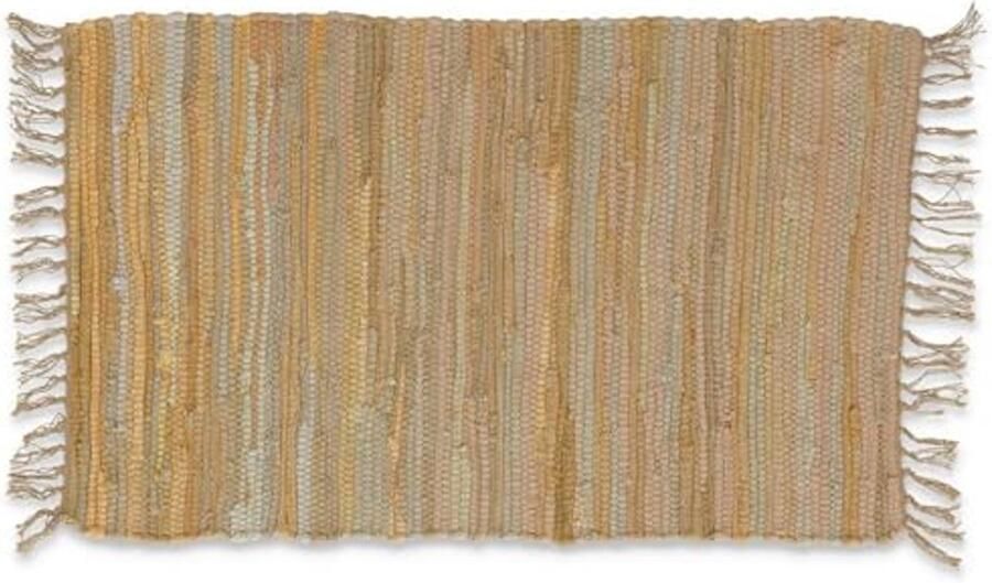 Multifunctioneel Katoenen Tapijt met Franjes Beige 180 cm