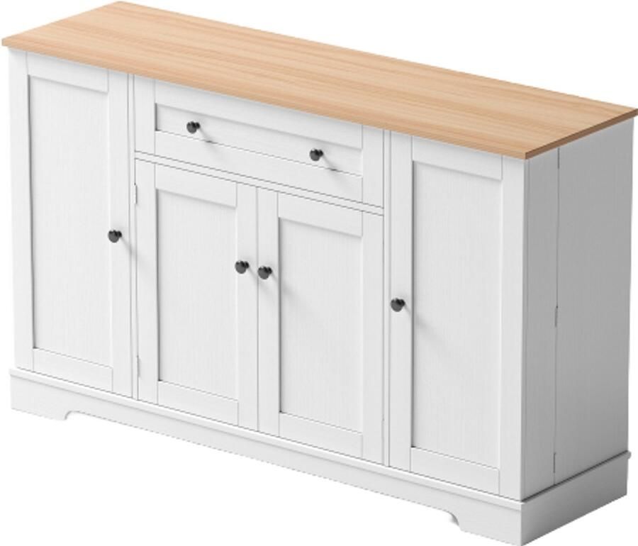 Multifunctioneel keukenbuffet – 138 cm dressoir met lade planken en verstelbare planken – met kantelbeveiliging keuken woonkamer en slaapkamer