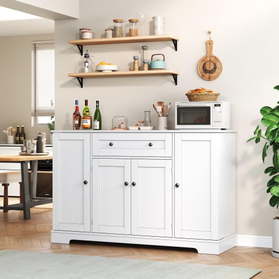 Multifunctioneel keukenbuffet 138 cm dressoir met lade plankendeuren en verstelbare planken modern design met kantelbeveiliging ideaal voor keuken woonkamer en slaapkamer