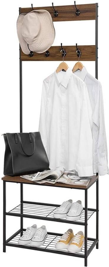 Multifunctioneel kleding- en schoenenrek Garderobeorganisator Opbergplank Duurzaam en waterdicht Stijlvol en ruimtebesparend Eenvoudige montage 60 cm x 31 5 cm x 170 cm