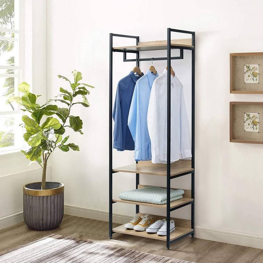 Rootz Living Rootz Multifunctioneel Kledingrek Kledingorganisator Opbergplank Maximaliseert de ruimte Duurzaam en verstelbaar Eenvoudige montage 60 cm x 40 cm x 170 cm - Foto 2