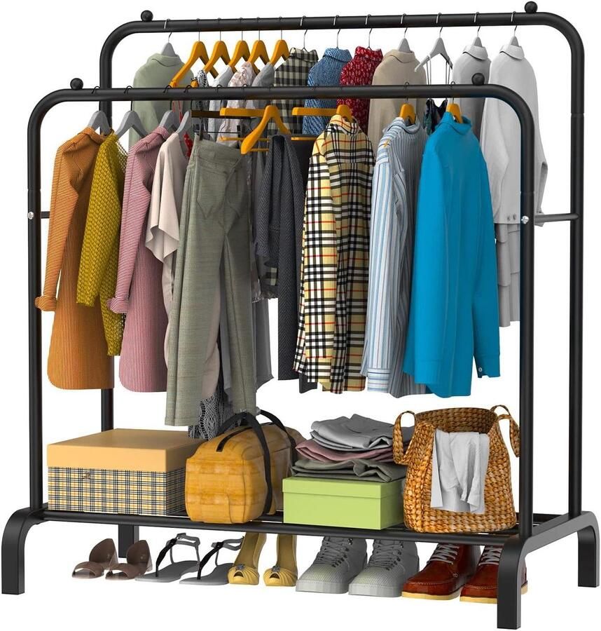 Multifunctioneel Kledingrek Minimalistisch Ontwerp Zwart 110 x 55 x 150 cm