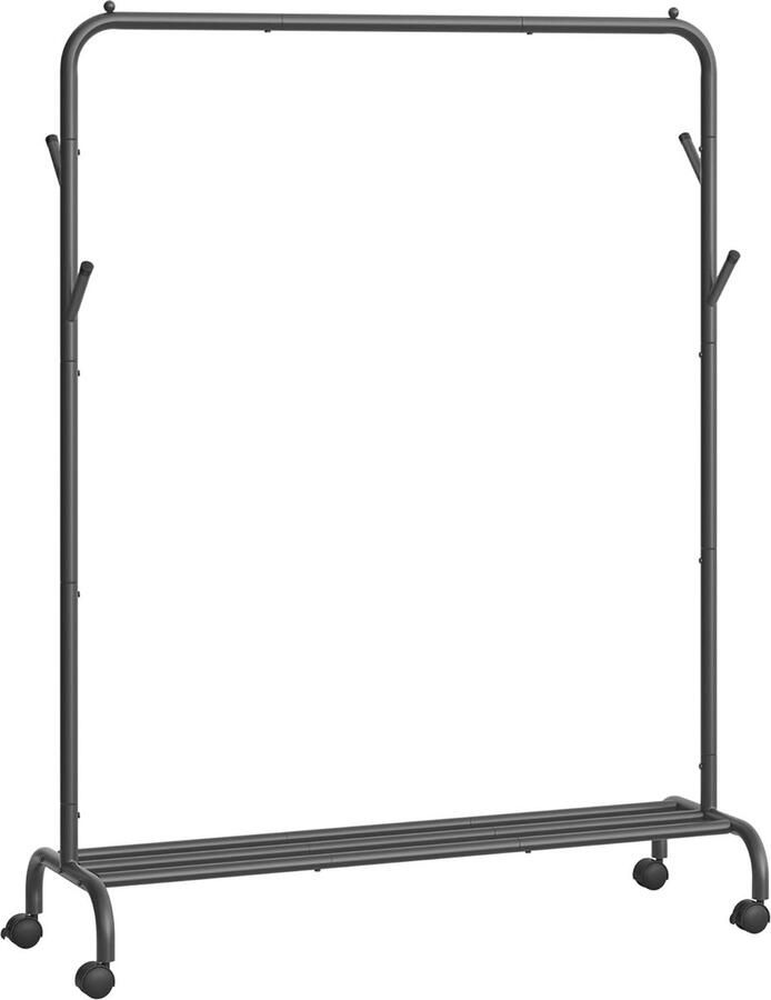 Kledingrek op wielen stalen kledingroede draagvermogen 50 kg 1035 cm breed opberger inktzwart