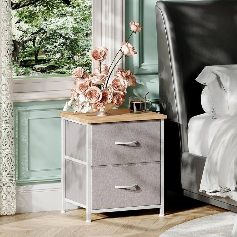 Multifunctioneel nachtkastje 2 laden modern ontwerp 1 stuk