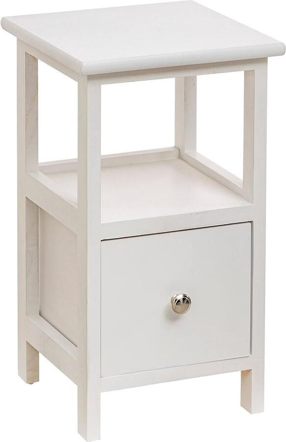 Multifunctioneel nachtkastje wit slaapkamer woonkamer badkamer 1 lade en 1 plank 25 x 25 x 44 cm Nachtkastje