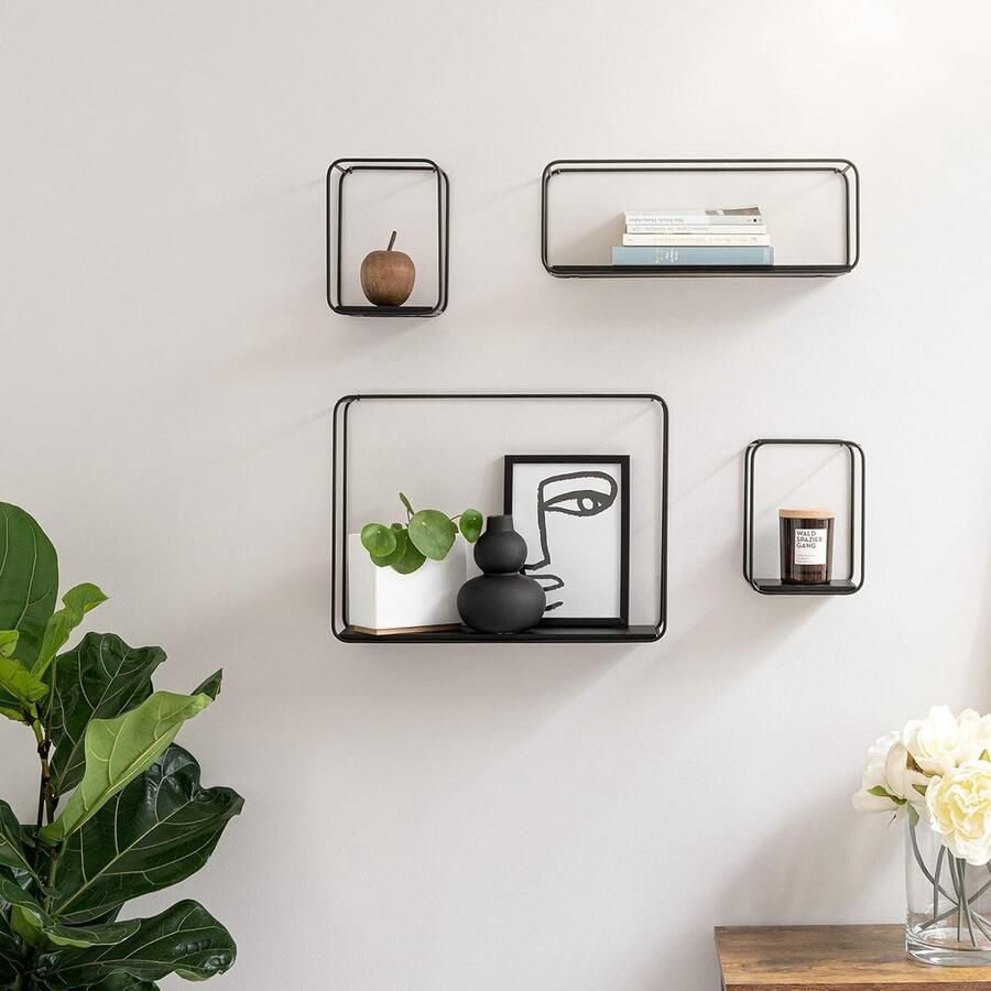 Multifunctioneel Wandrek planken 4-Delige zwart