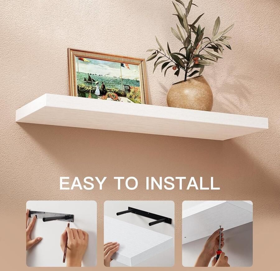 Multifunctioneel Wandrek planken 60 cm set van 2 Wit