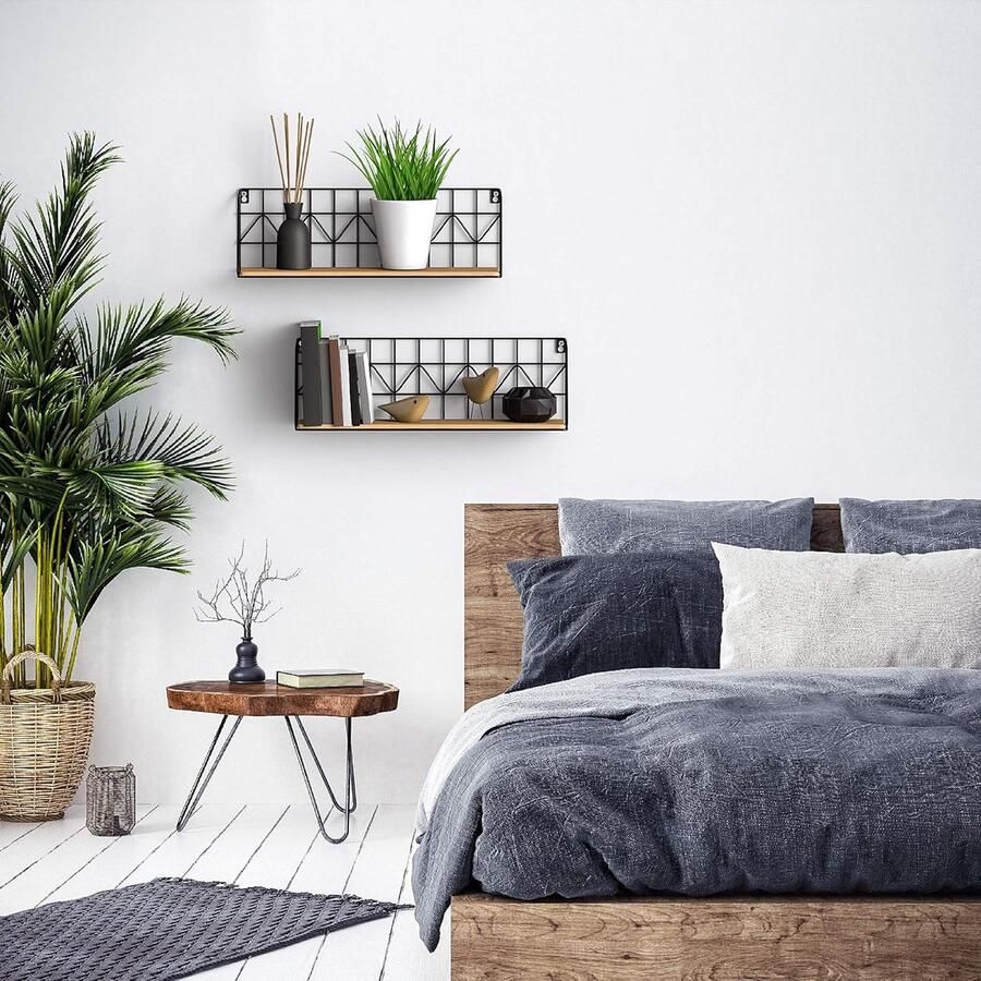 Multifunctioneel Wandrek planken Set van 2 45 x 12 x 15 cm - Foto 2