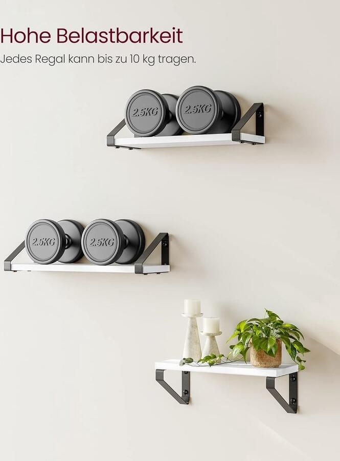 Multifunctioneel Wandrek planken set van 3 Wit