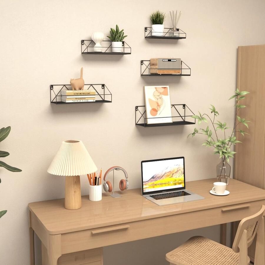 Multifunctioneel Wandrek planken Set van 5 zwarte