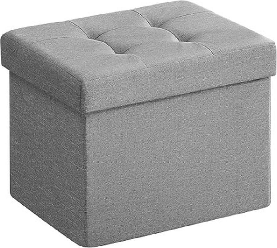 ZAZA Home Multifunctionele 41 cm zitbank Poef Zitkruk in lichtgrijs met opbergruimte en opvouwbare zitkist
