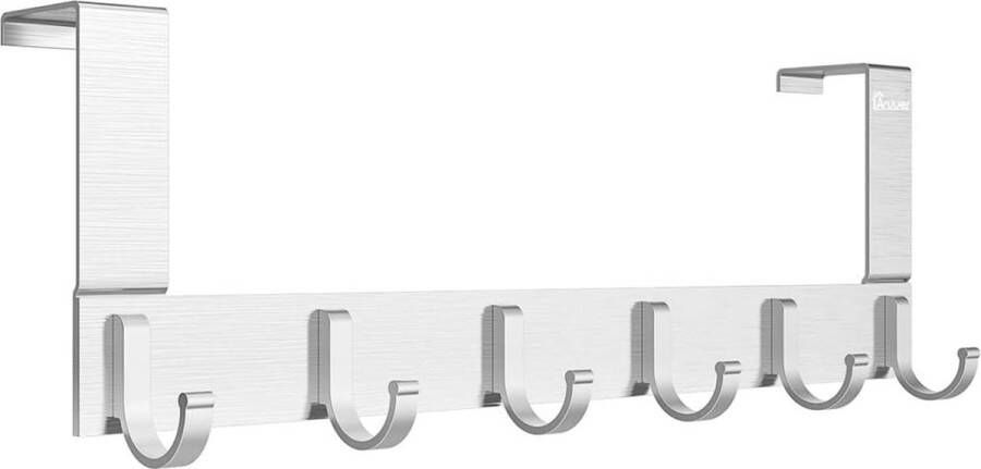 Multifunctionele 6 haken deurhaken kledinghaken voor handdoeken hoeden gewaden sleutels handtassen mantels aluminiumlegering geborsteld bovendeel zilver