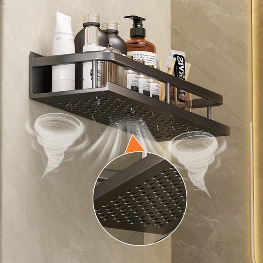 2 stuks Multifunctionele Aluminium Wandplank -Wandrek kruidenrek-40cm -zwart - Foto 2