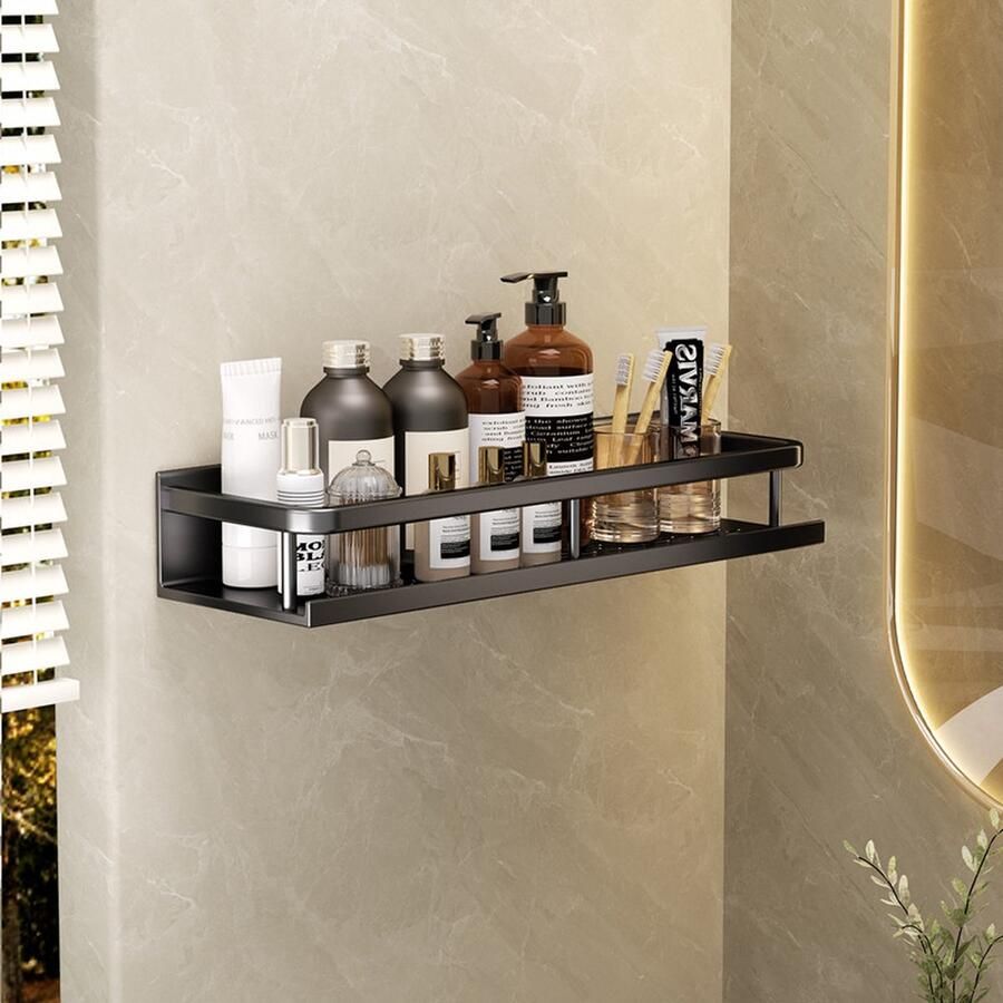 2 stuks Multifunctionele Aluminium Wandplank -Wandrek kruidenrek-50cm -zwart - Foto 2