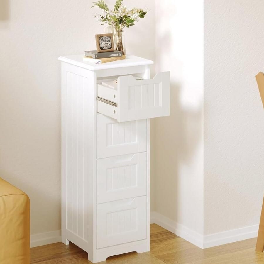 Multifunctionele Badkamerkast met 4 Laden Ruime Opbergruimte voor Badkamer Slaapkamer Keuken of Hal