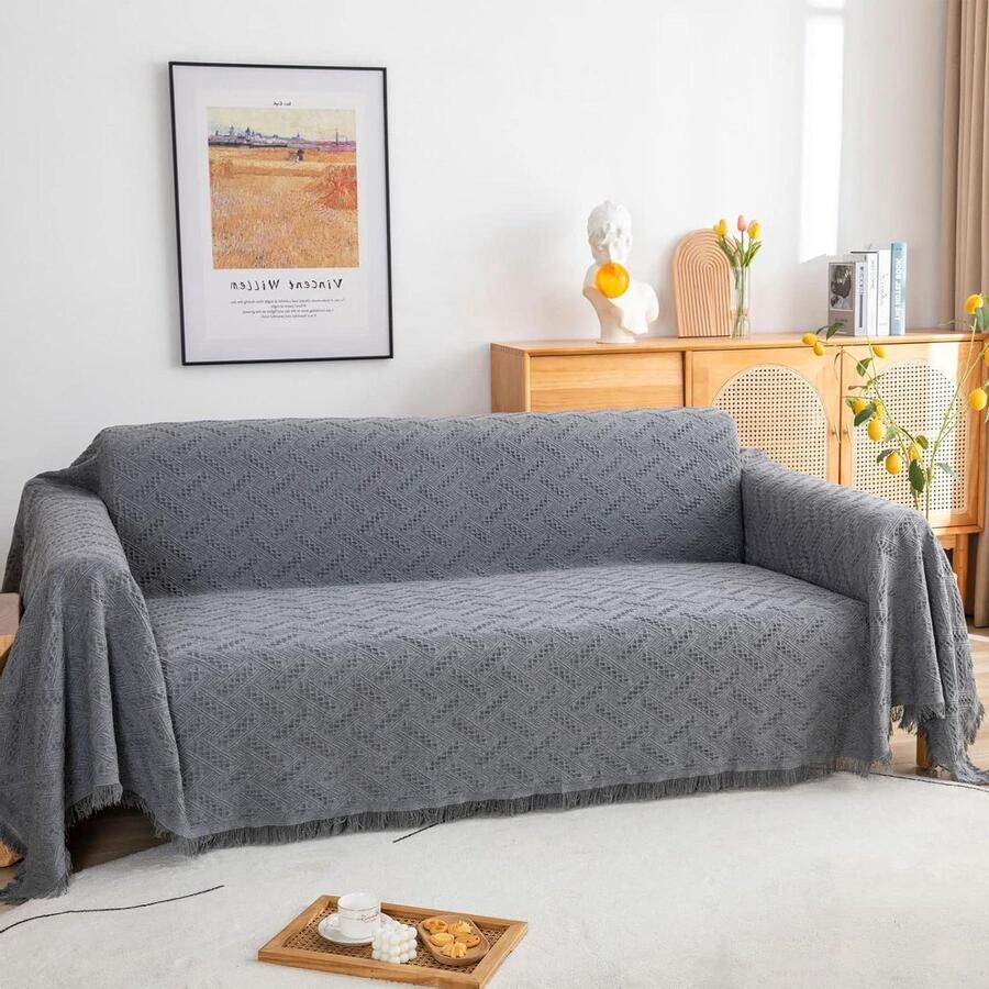 Multifunctionele Bankdeken beschermende hoes 1 stuk Grijs 180x300 cm