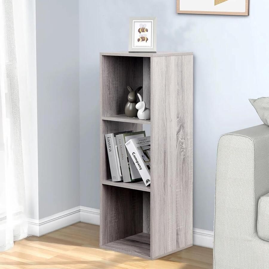 Multifunctionele Boekenkast met 3 Niveaus en Open Opbergruimte voor Kleding en Speelgoed