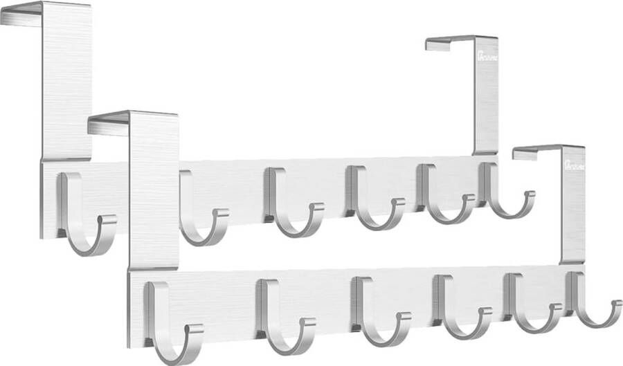 Multifunctionele deurhaken met 6 haken kledinghaken voor jassen handdoeken hoeden mantels sleutels handtassen aluminiumlegering zilver