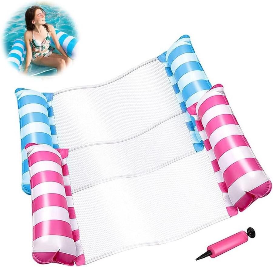 Multifunctionele drijvende hangmat voor zwembad Opblaasbare matras Lichte drijvende stoel Waterhangmatten 2 stuks A-oranje Roze Waterhangmat